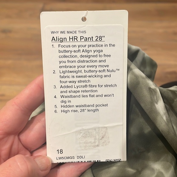 NWT Lululemon Align HR Pant 28"- size 18 - Picture 8 of 12